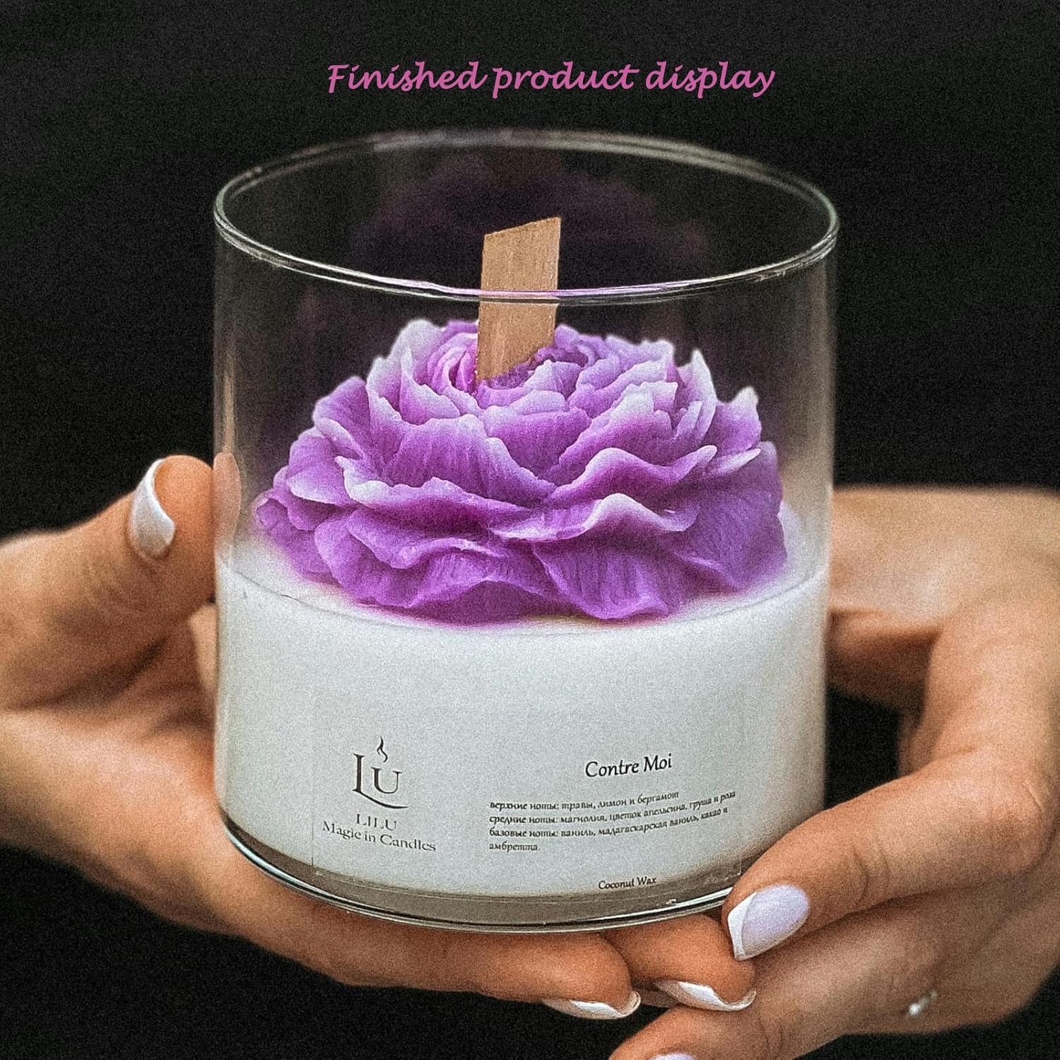 9PCS Large Peony Mold 3.5inch(3 Pack) Flower Mold with Large-Eye Wicking Needle,Candle Wick Holders Resin Making Silicone Molds for Craft Cake Chocolate Making Home Decorate
