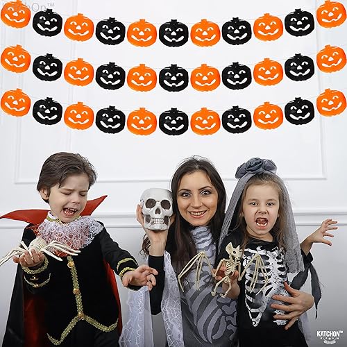 Miniatura 8 de KatchOn, Guirnalda larga de calabaza de Halloween, 10 pies, 3 cuerdas, sin bricolaje, guirnalda de calabaza negra y naranja para decoraciones de