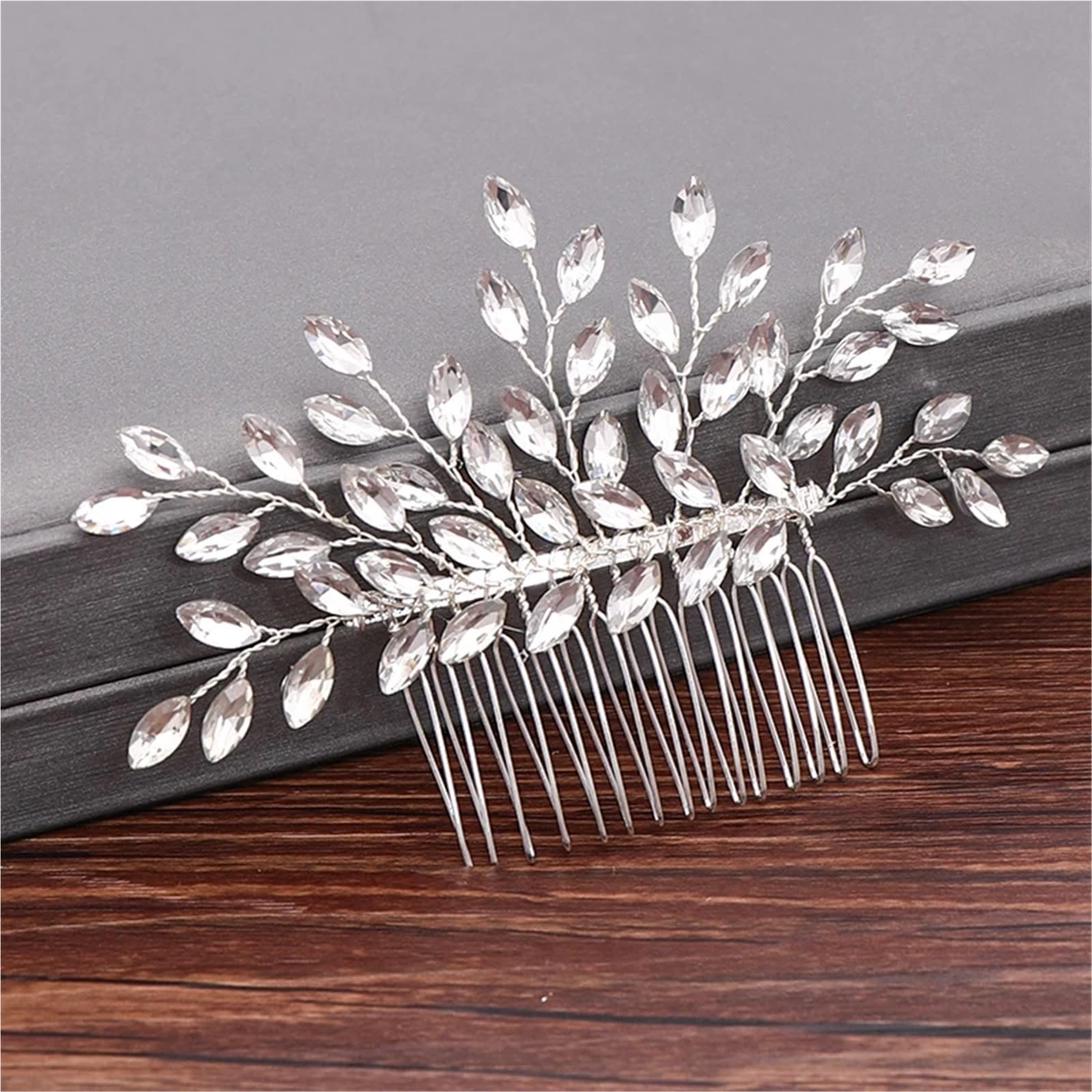 Pettini for capelli da sposa Accessori da sposa for gioielli da donna Testa di strass perla color argento(Silver)