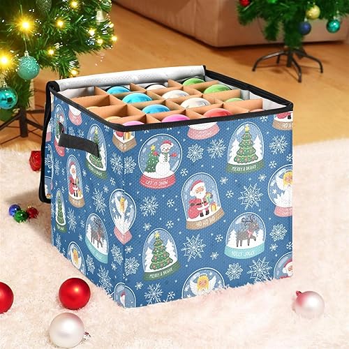 Miniatura 5 de KJIZMO Caja de almacenamiento de bolas de cristal de Navidad, se adapta a hasta 64 bolas de adornos, contenedor de decoración navideña con