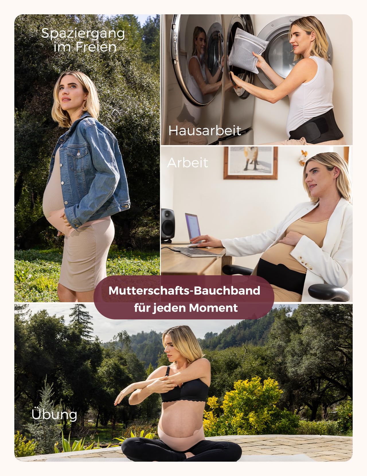 Momcozy Schwangerschafts-Bauchband – Ergonomische Rückenstütze & atmungsaktives Material – Verstellbarer Umstandsgürtel zur Linderung von Bauch-, Becken- und Rückenschmerzen
