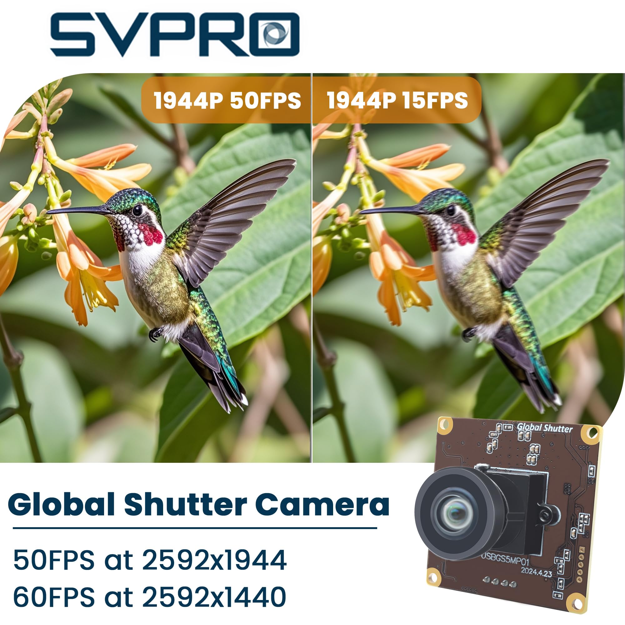SVPRO Módulo de cámara USB para ordenador portátil, 5 MP, 50 fps, obturador global, cámara de alta velocidad para máquinas de grabado láser, cámara de visión de ordenador, gran angular, 120 grados,