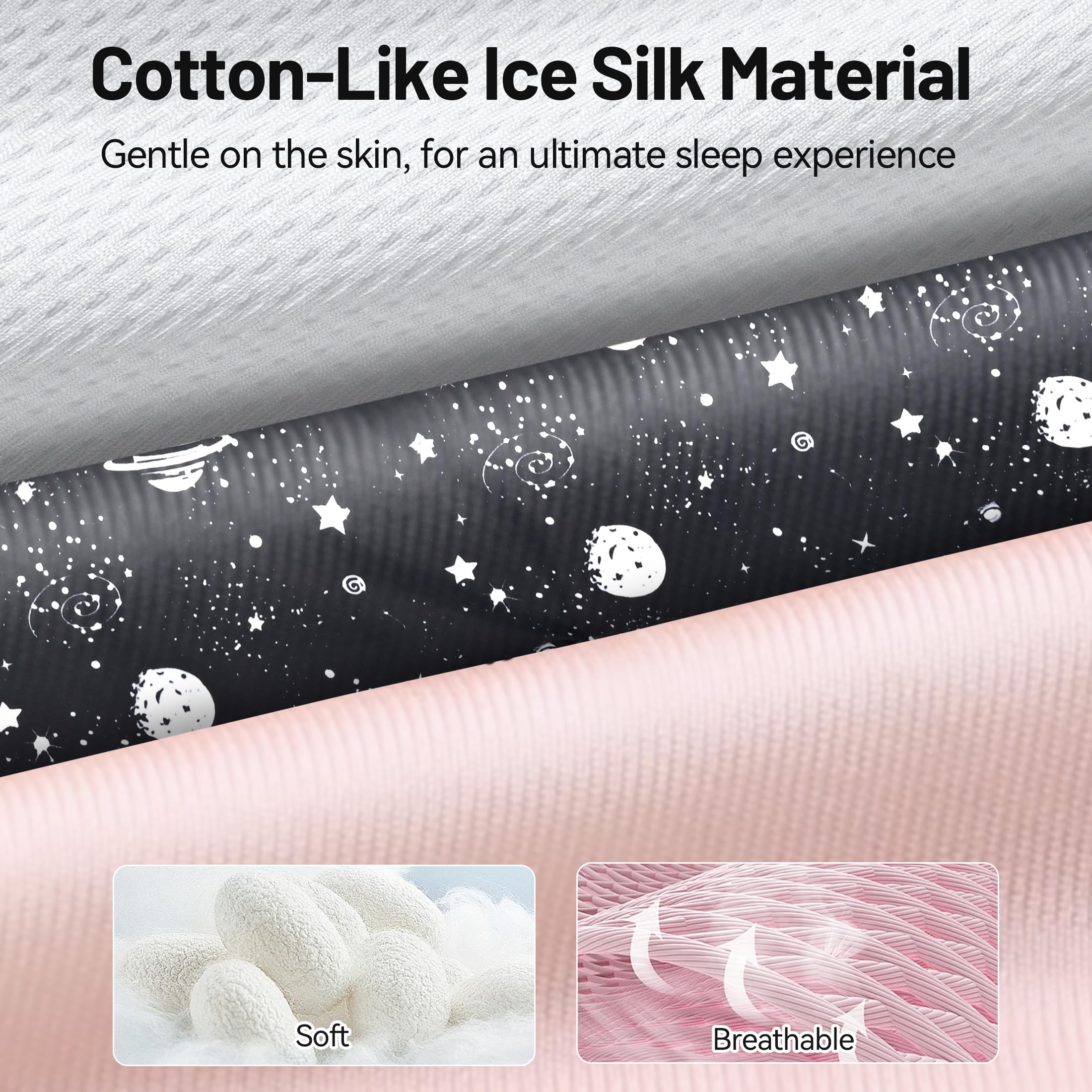 LOVE EYE Máscara de dormir de seda de hielo para dormir de lado, cubierta acolchada de seda de hielo para dormir con banda ajustable, completamente opaca, suave, regalos para hombres y mujeres (rosa)