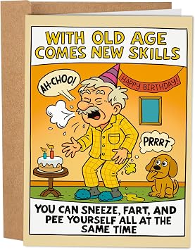 Sleazy Greetings Funny Birthday Card for Him Her - Funny Cards for Women Men - Happy Birthday Card for Husband Wife With Old Age Man