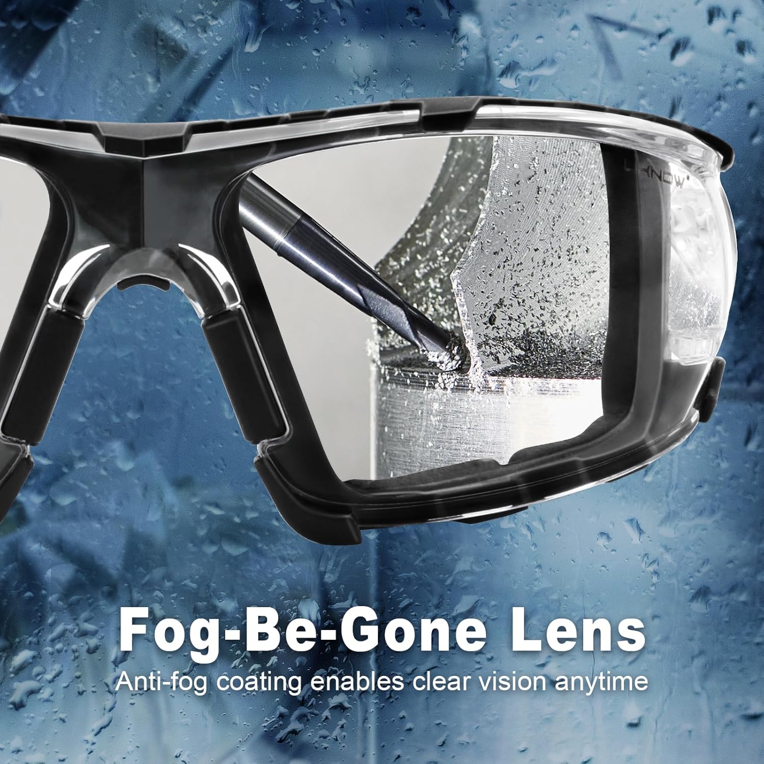UKNOW Safety Glasses - Anti Fog Wraparound Lenses - Removable Foam Gasket - ANSI Z87.1 Protective Eyewear - Impact Resistant - Image 4