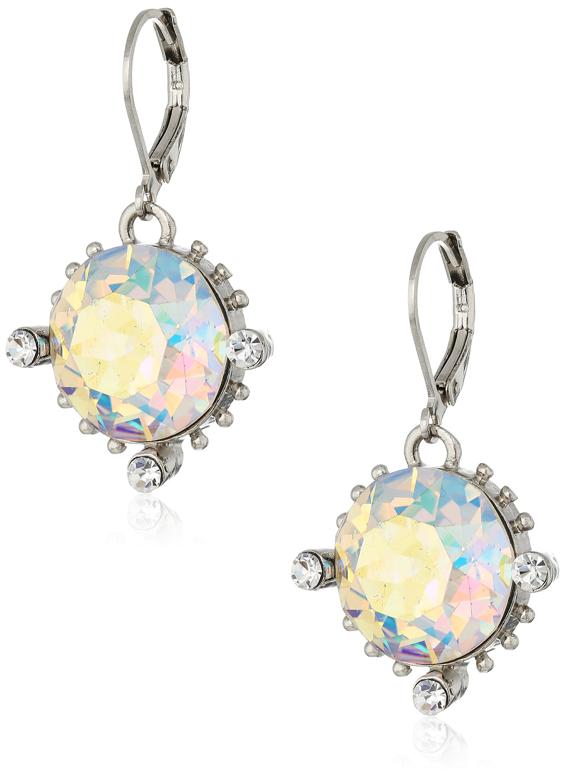 1928 JewelrySilver-Tone Made with Clear AB Swarovski Crystal Drop Earrings