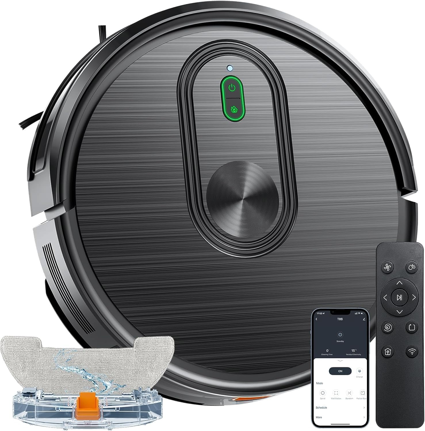 Robot Vacuum and Mop Combo, 2 in 1 Vacuuming & Mopping Robot with Schedule, App/Bluetooth/Voice, 3200Pa Max Suction, Self-Charging Robot Vacuum Cleaner, Slim, Ideal for Pet Hair, Hard Floor, Carpet