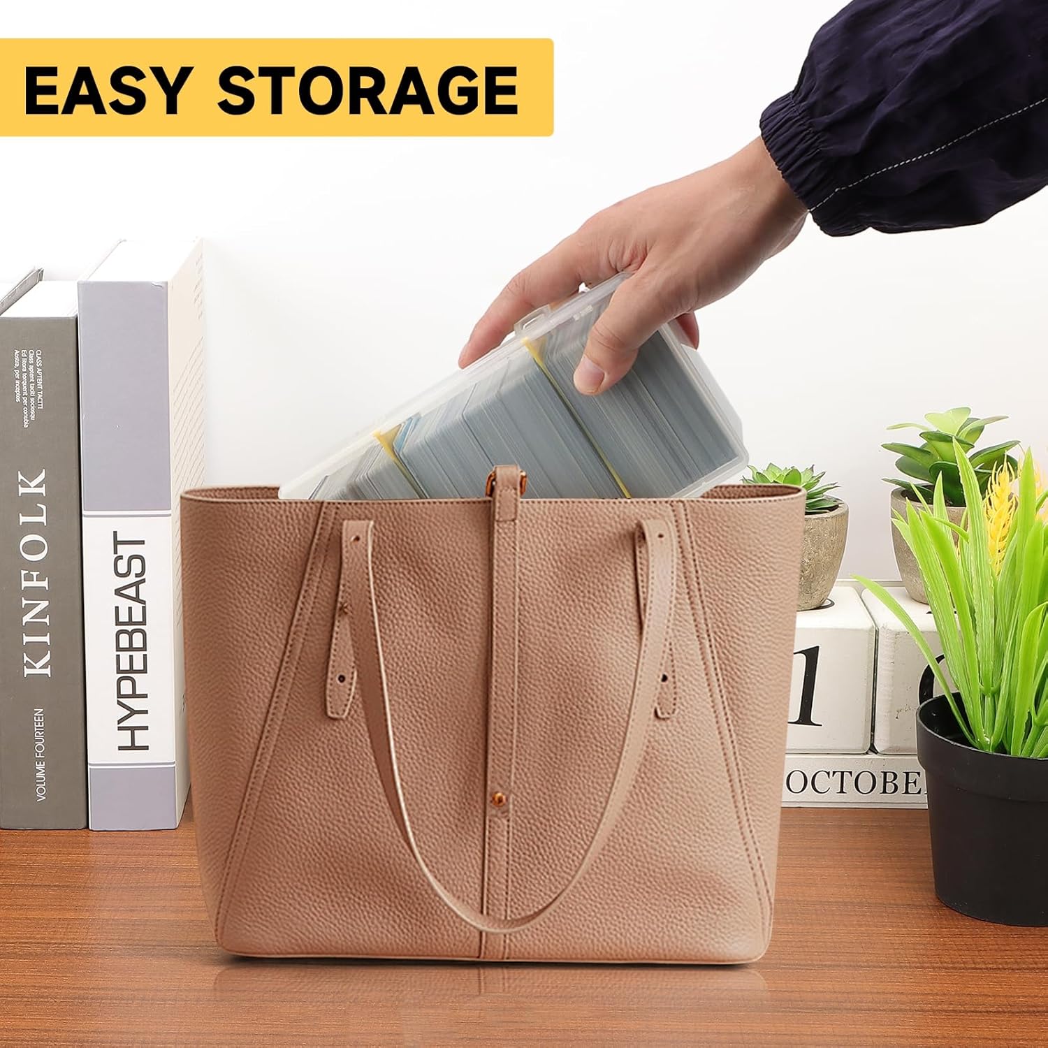 2Pcs Plastic Trading Card Storage Box, Holds 1200+ Unsleeved Cards with 2 Dividers, Organizer for MTG, PTCG, YGO, CCG, and Sports Card Collections