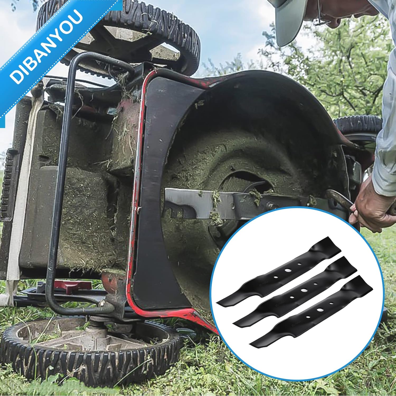 Lawn Mower Deck Blades for 48" Cut Deck John Deere GX20250 GY20568 L120 L130 Scotts L2048 L2548 3 Pack