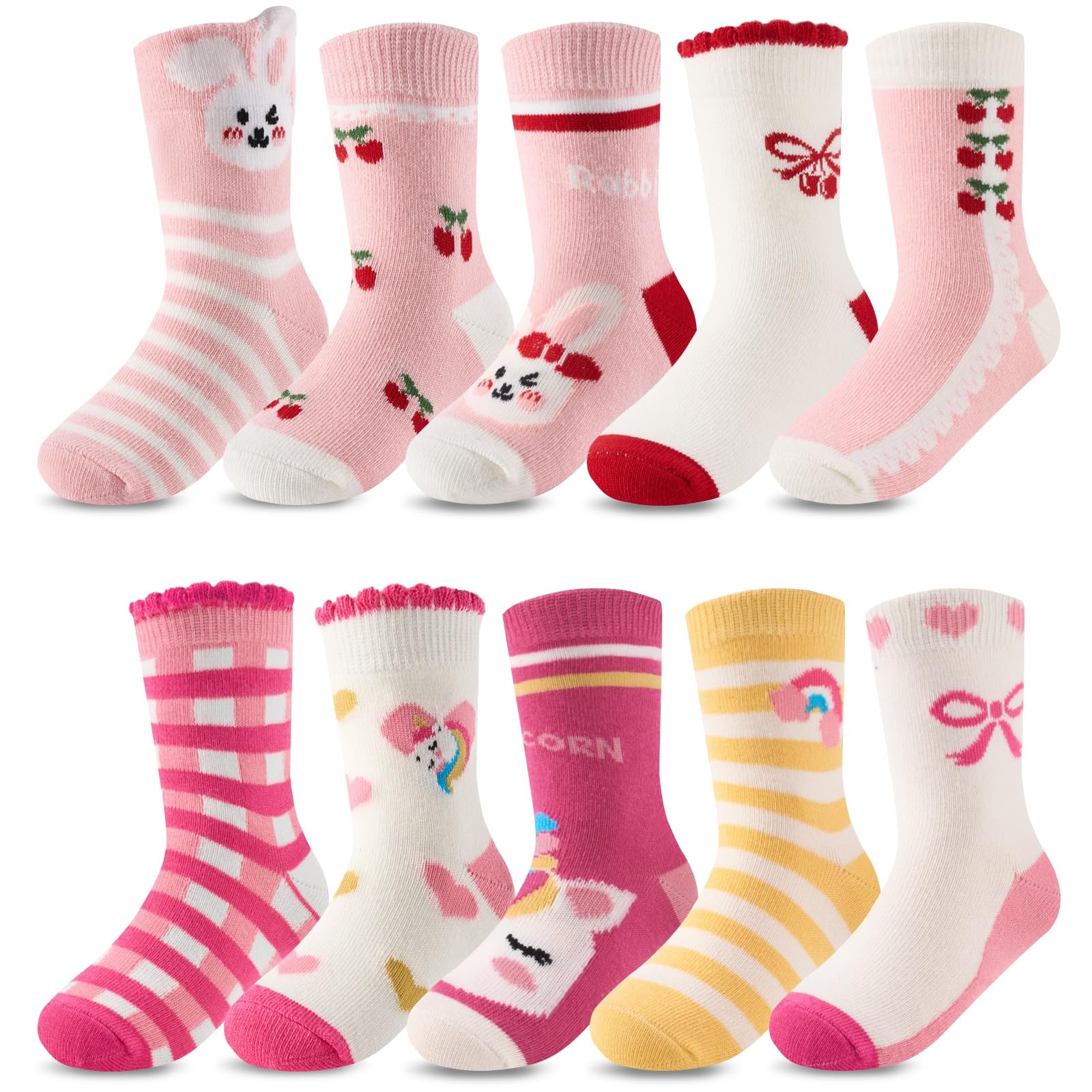 SockWaddles Calzini bambino, 10 Paia Calze in Cotone per Bambino e Bambina | calzini bambino, 82% cotone, punte e talloni rinforzati, traspiranti per scuola, sport e tempo libero, confezione regalo