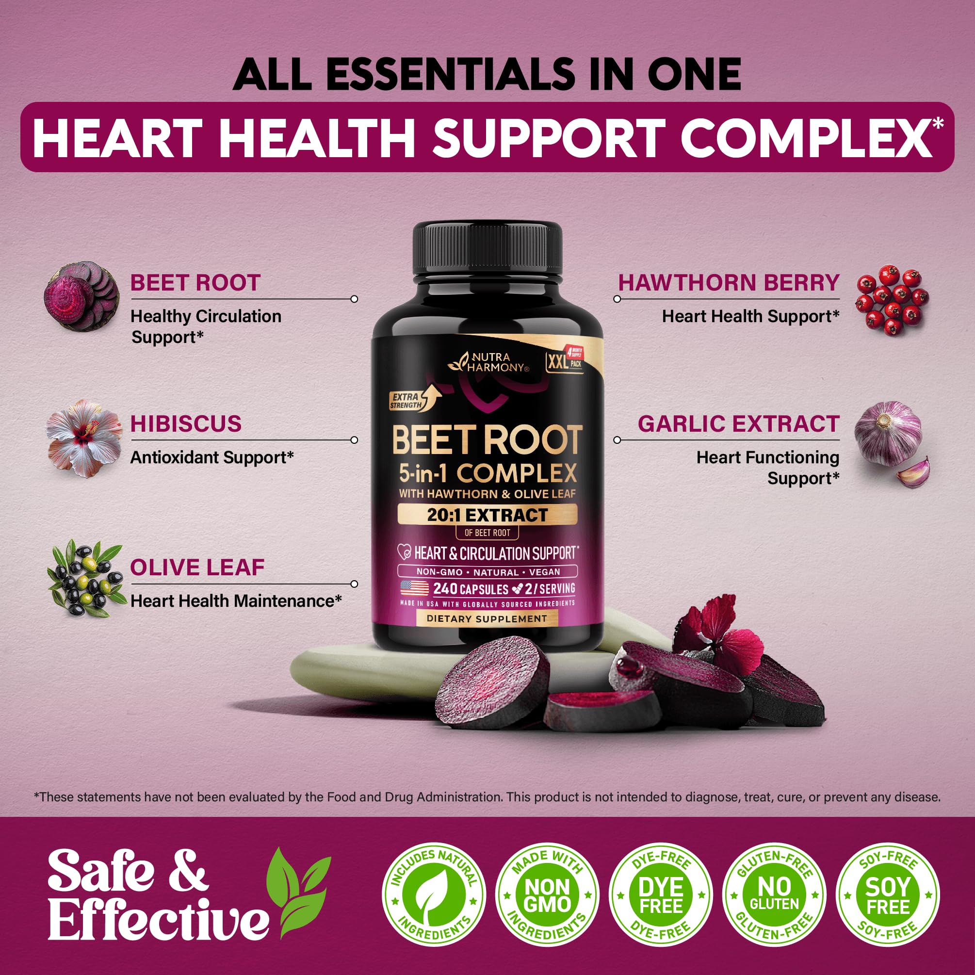 Beet Root Capsules - Healthy Blood Pressure Support Supplement** - 240 Caps — Amazon image 6