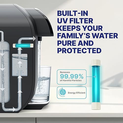 Miniatura 4 de NU Aqua Sistema de ósmosis inversa para encimera, filtro de agua de 8 etapas con pantalla táctil UV, incluye filtros de membrana de sedimentos +