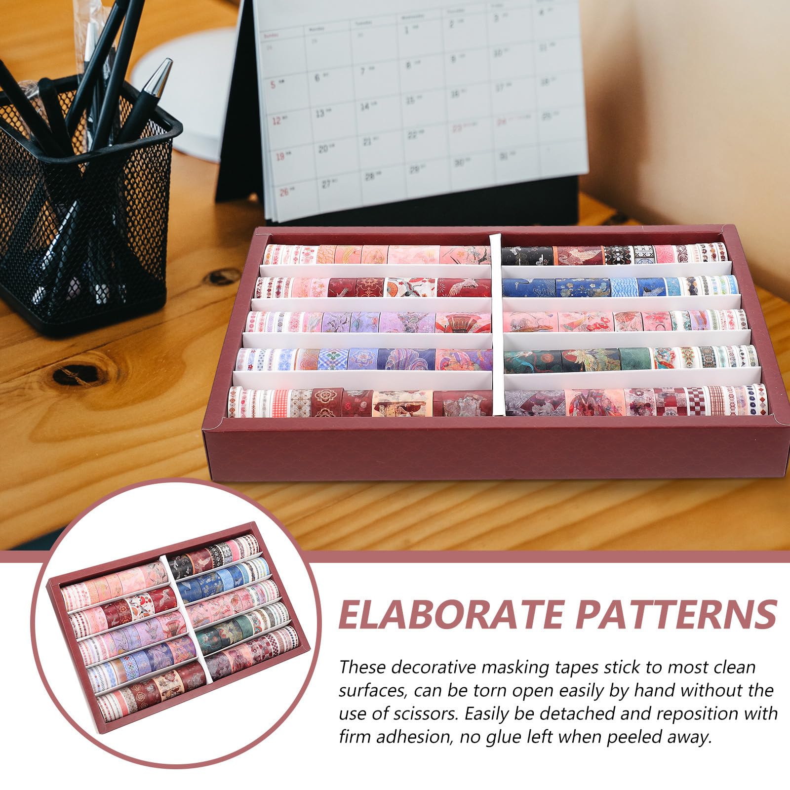 STOBAZA 100 Rollen Buntes Washi Tape DIY Scrapbook Dekoration Papierbänder Selbstklebend Leicht Abreißbar Handlich für Tagebuch Planer Basteln und Geschenkverpackung
