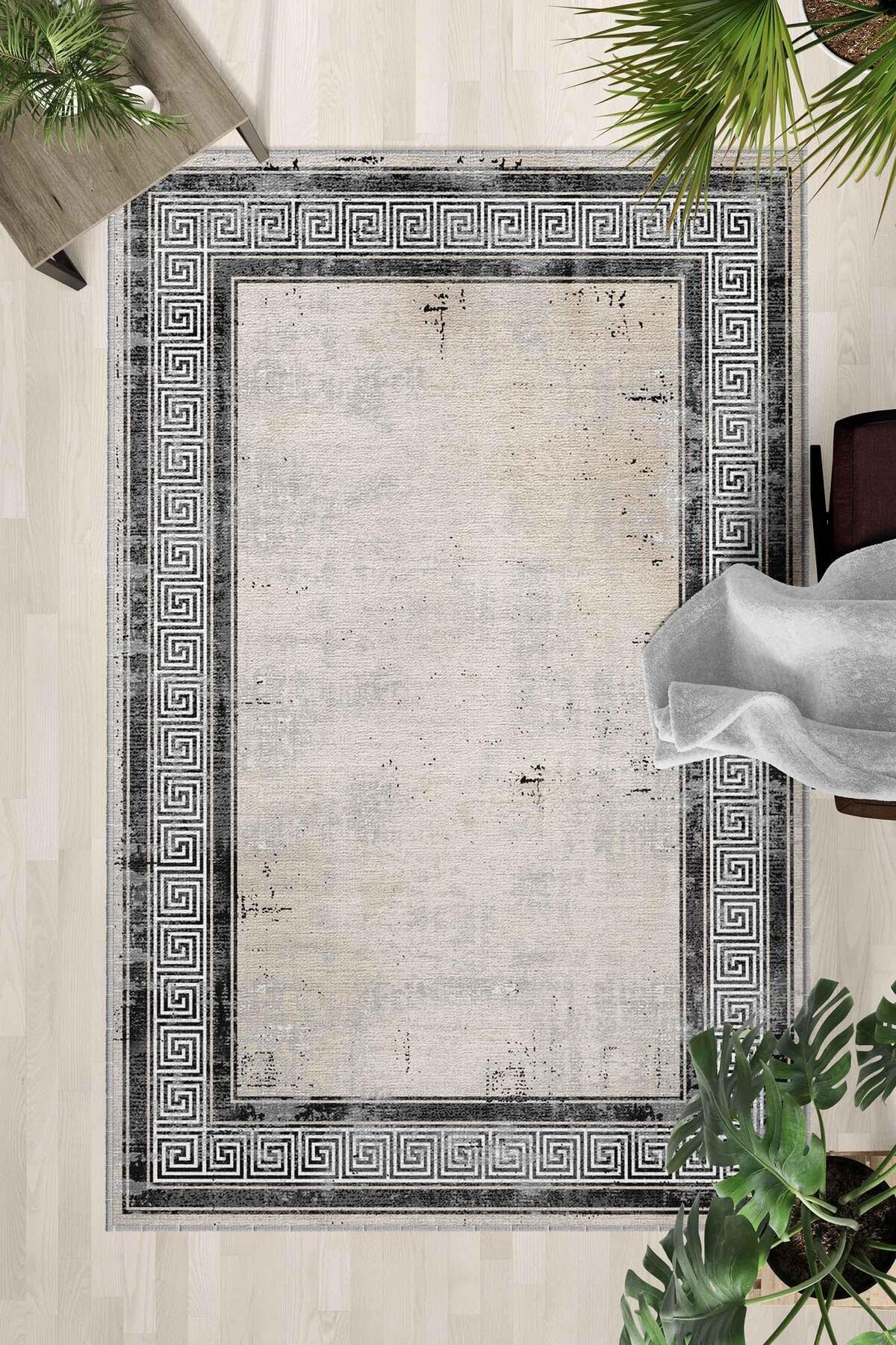 Monnhein Çok Renkli Halı 0011 - Yıkanabilir, Kaymaz Taban, Dijital Baskılı, Leke Tutmaz, İnce Hav, Modern Salon, Oturma Odası, Yatak Odası ve Mutfak için Dekoratif Halı