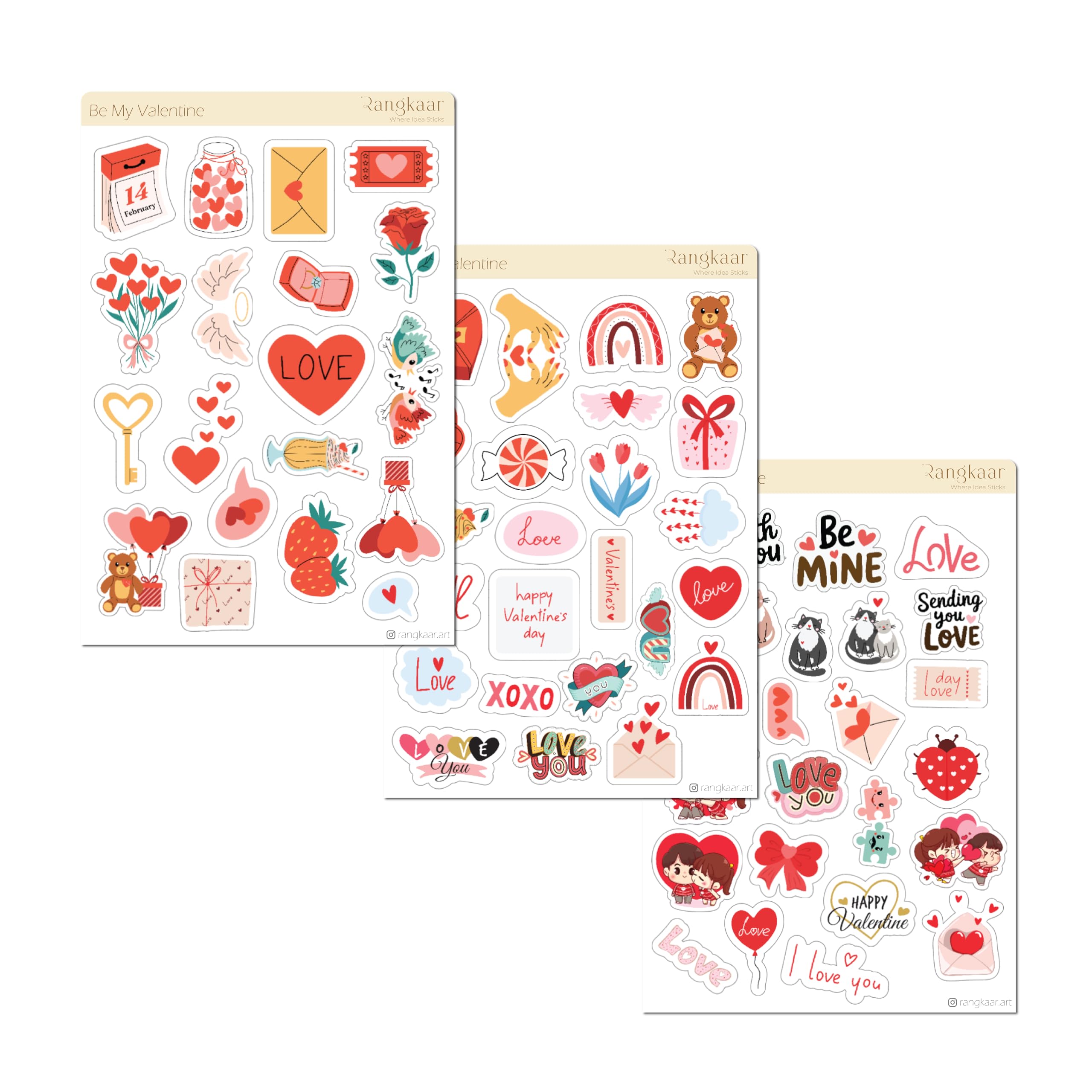 ♡デザインタグSET♡ Love Theme Stickers Set | Valentine Special Cute Heart Stickers