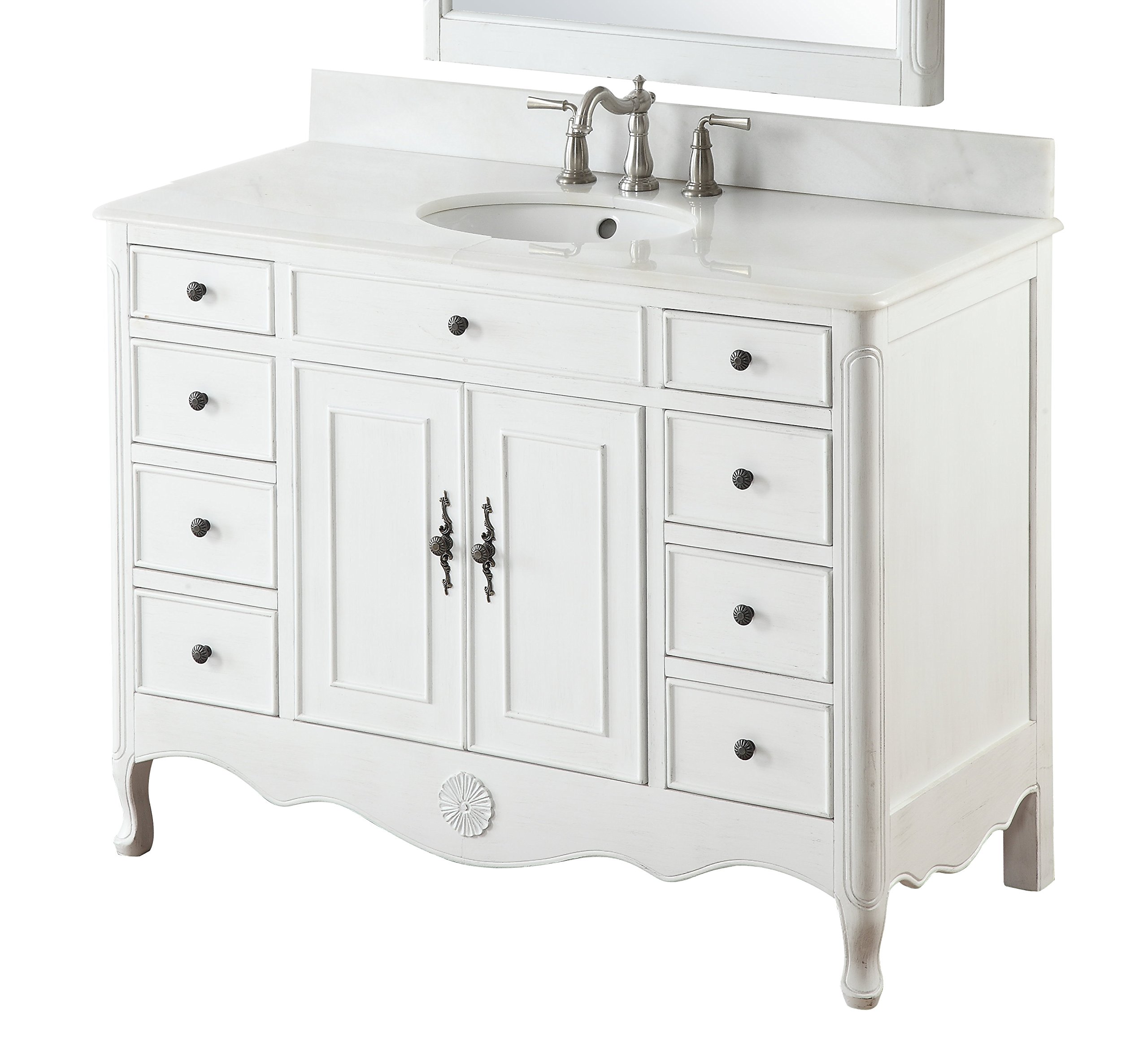Benton Collection46.5" Daleville Antique White Bathroom Sink Vanity HF-8535AW-BS