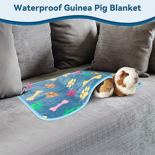 Miniatura 7 de YUEPET Paquete de 3 mantas impermeables de conejillo de indias, lavables para animales pequeños, forro polar suave para mascotas, cobayas, ropa de