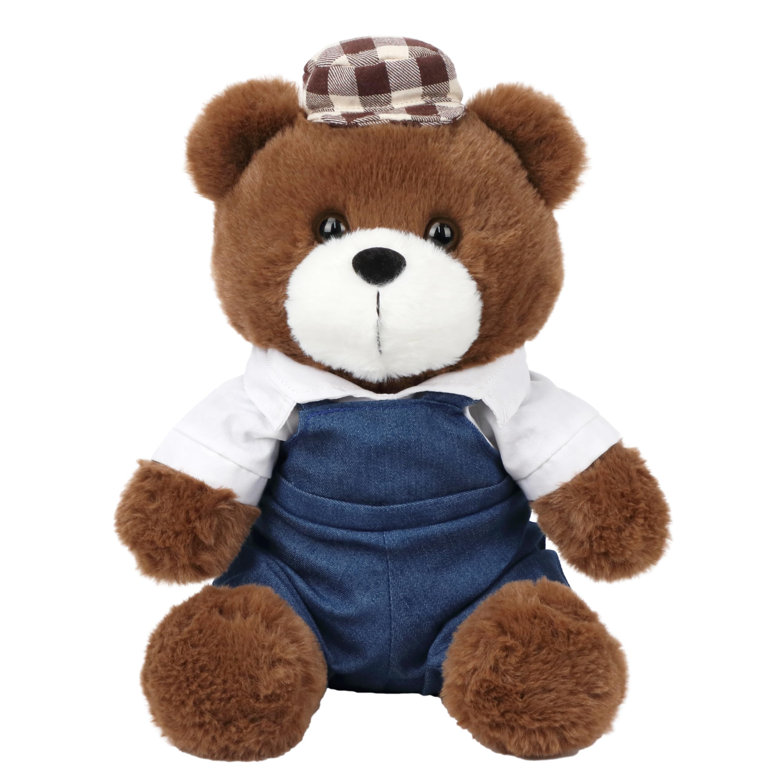 Cuteoy Brown Bear Stuffed Animal in Shirt Back Pants Soft Plush Toy Cute Plushies for Girls Boys Birthday