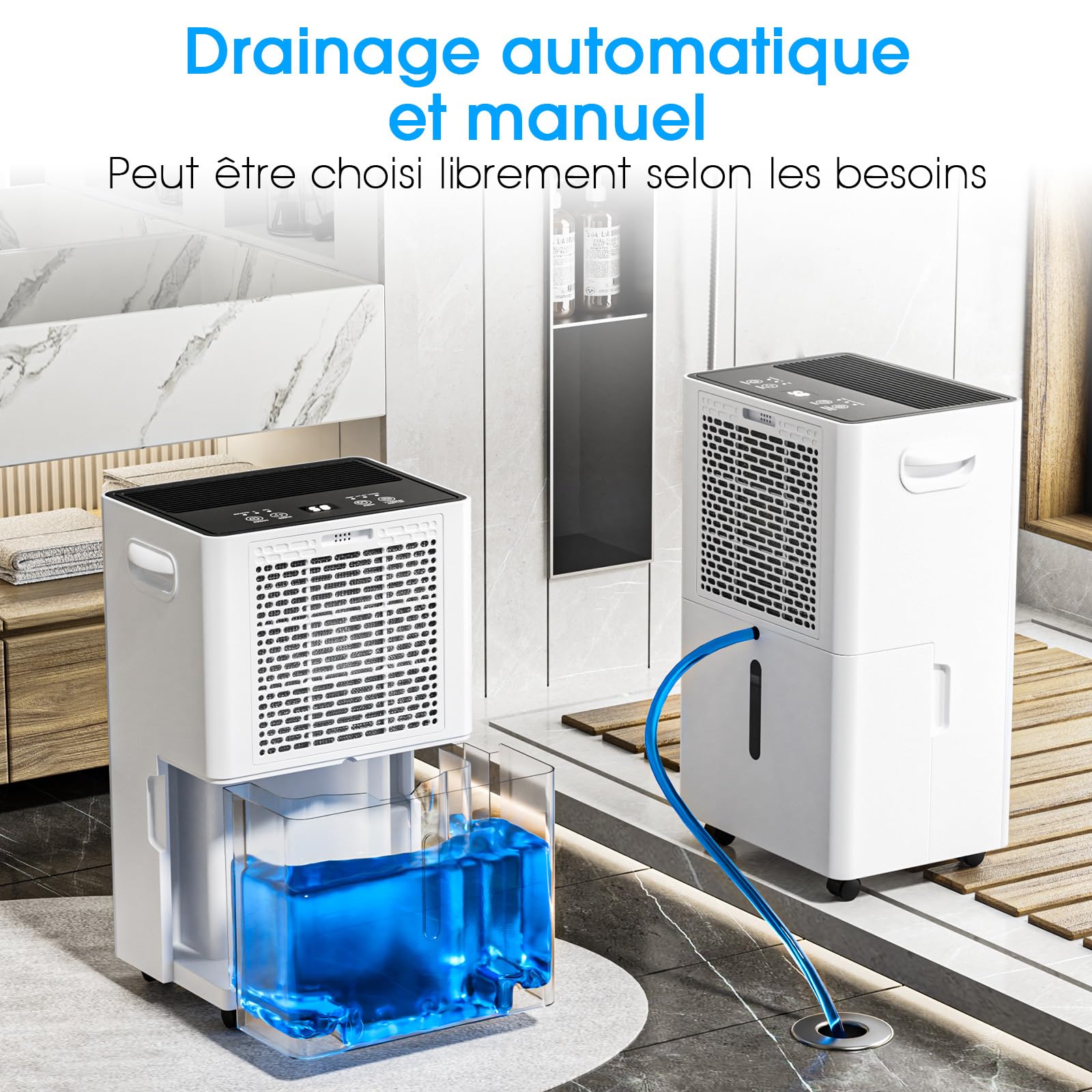 OKYUK Deumidificatore 20L/Giorno, deumidificatore casa 5.5L serbatoio d'acqua, 60 m²con spegnimento automatico Timing 24H, bagno, camera da letto, cantina.Sost. 1 anno, Garan. 10 anni. (20L Bianco)