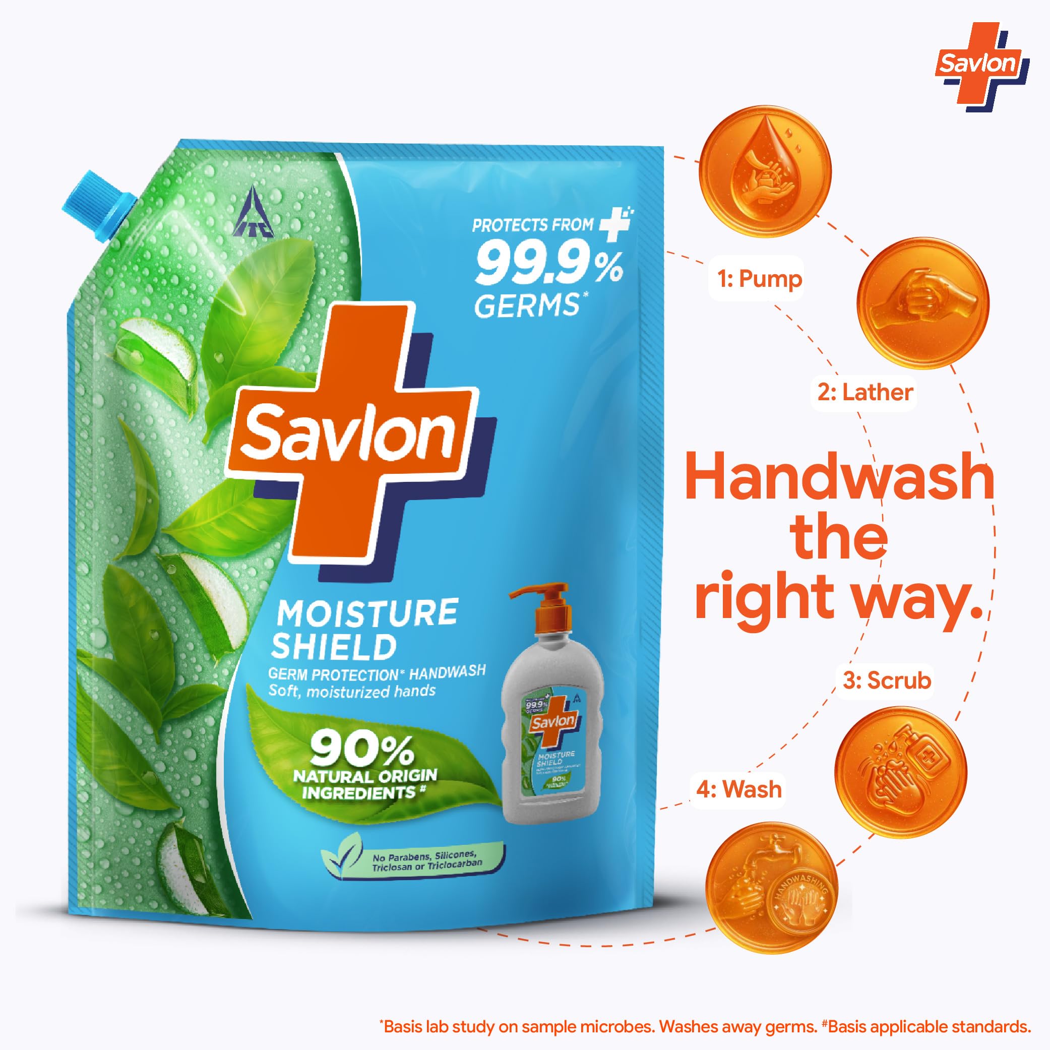 Savlon Moisture Shield - Sacchetto di ricarica liquido per lavaggio a mano, protezione contro i germi, 1500 ml