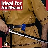 Vista 5 de Armory Replicas - Soporte de hacha de batalla vikingo medieval forjado a mano - Funda de cinturón de arma de cuero bovino funcional para disfraz