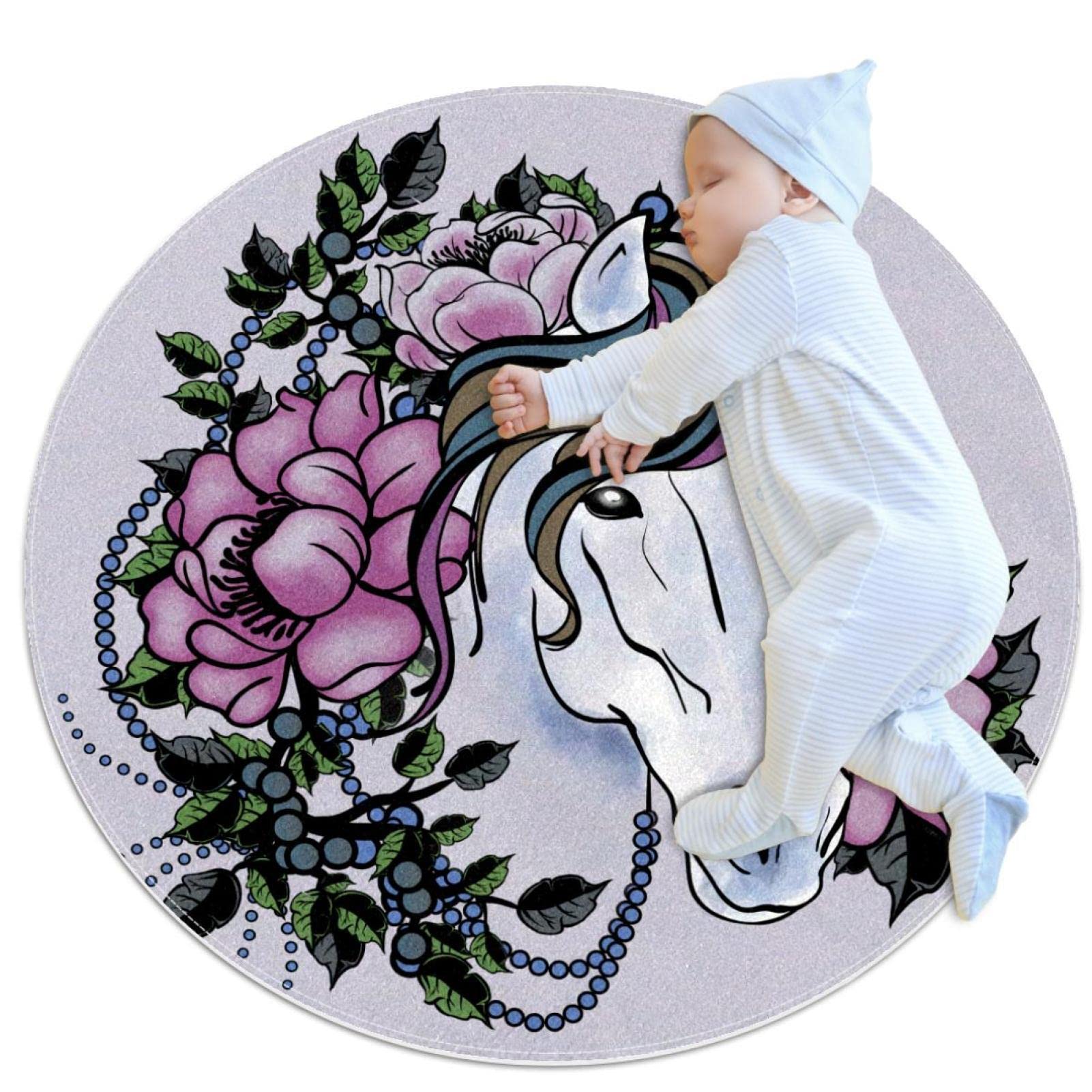 Alfombra infantil para gatear y jugar seguros en el suelo con diseño de caballo