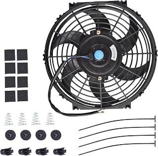 GESEXI 7 Inch Slim Electric Radiator Cooling Fan 12V 80W Universal Push Pull High Performance with Mounting Kit Black
