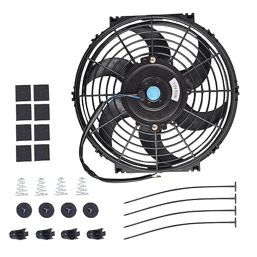 Ventilador delgado de 10 pulgadas de empuje y tracción, ventilador eléctrico de enfriamiento para radiador universal de alto rendimiento, motor de