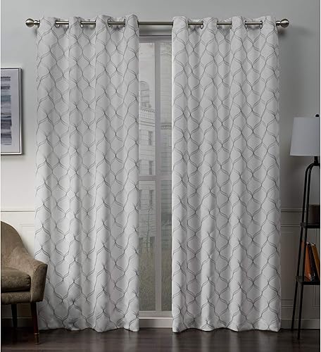 Exclusive Home Cortinas - EH8371-01 2-84G Amelia - Par de paneles de cortinas opacas bordadas con ojales superiores, 52 x 84 pulgadas, invierno