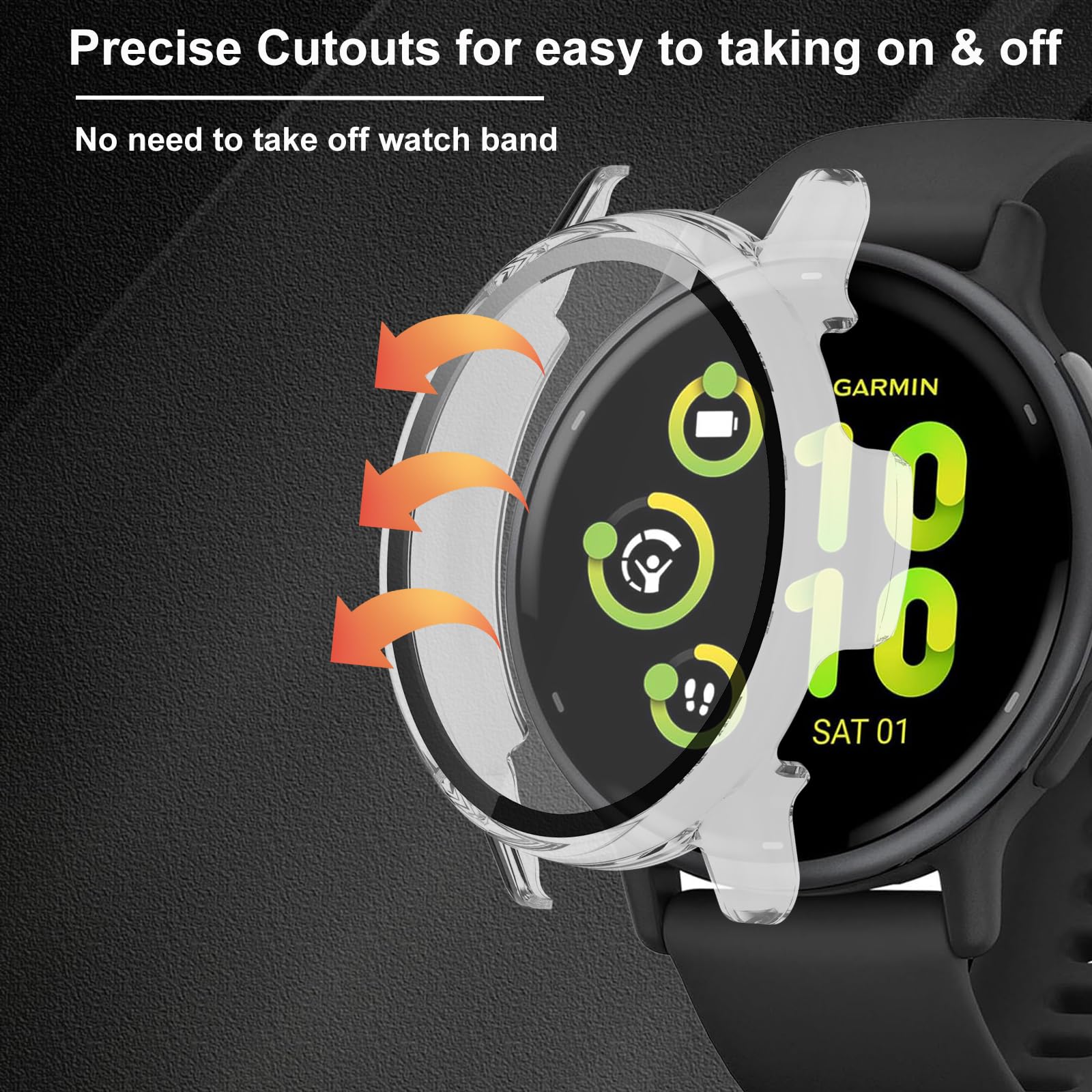 CONAPIKA Coque 2 Pièces Pour Garmin Vivoactive 5 - Protection Écran HD - PC Anti-Choc - Noir