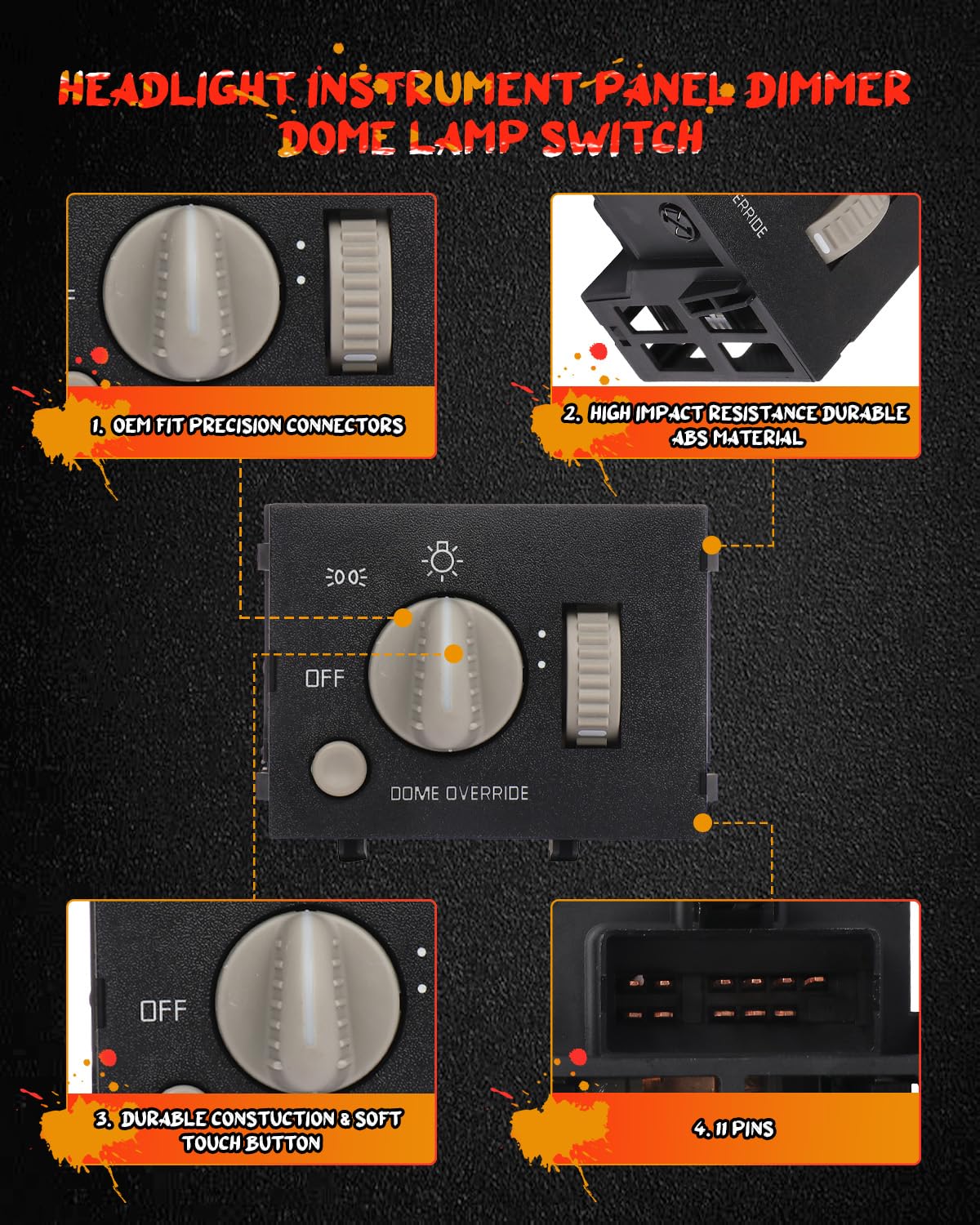 cciyu Headlight Switch, Headlight Dimmer Switch Replace OE 15013005, 15047633, 15047634, 15687019 for Cadillac Escalade 1999-2000 for Chevrolet Astro 1996-1999 for Chevrolet C1500 Pickup 1995-199