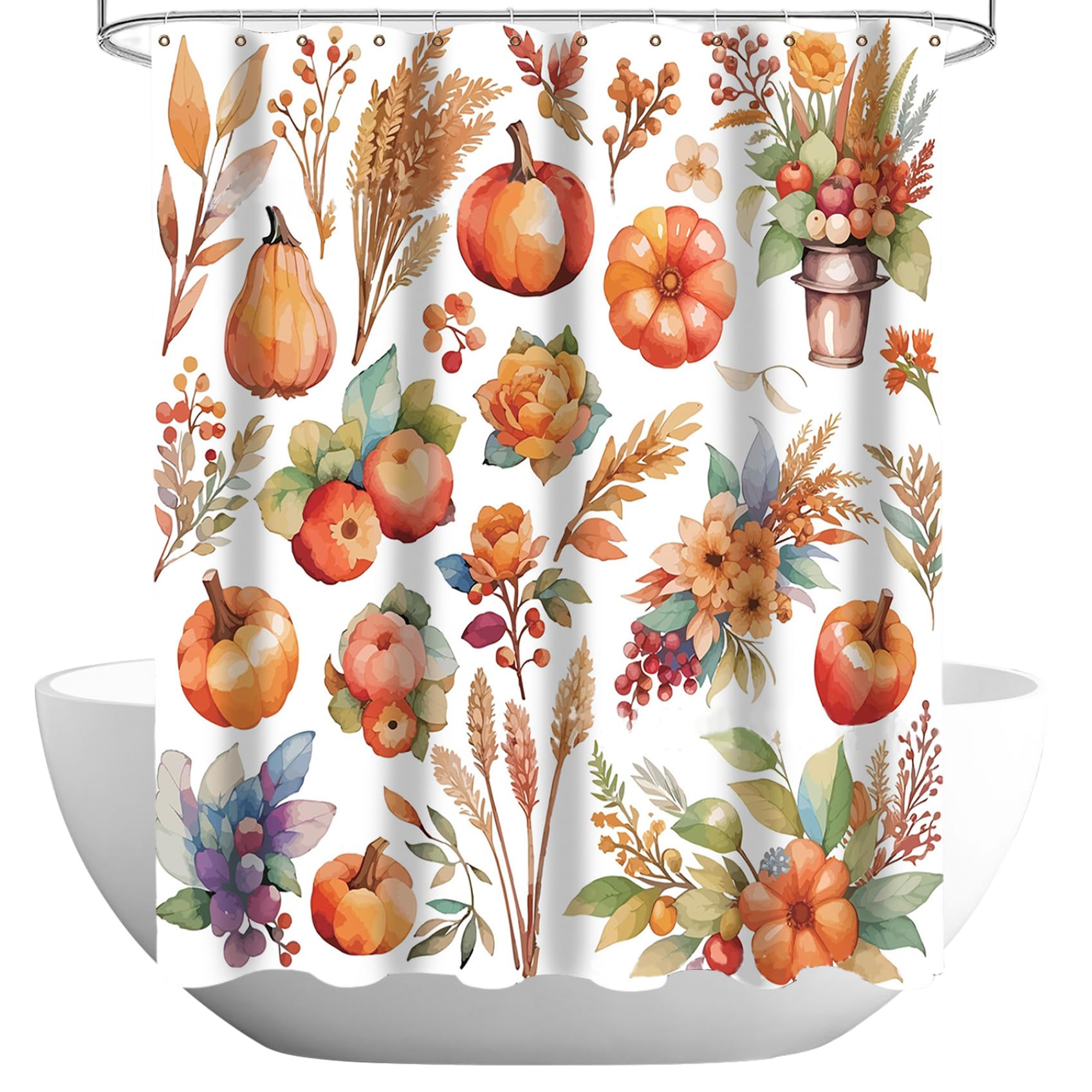Rideau de douche citrouille imperméable et rideaux douche d'automne Halloween