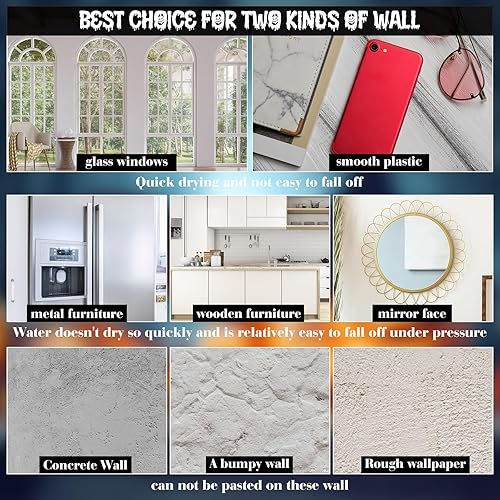 Miniatura 3 de 240 calcomanías de Halloween para ventana, de murciélago, no adhesivas, vinilo para ventana, calcomanías ligeras de Halloween para decoración del