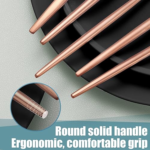 Miniatura 5 de Juego de cubiertos de oro rosa mate, moderno juego de cubiertos de acero inoxidable, 20 piezas, servicio de cubiertos para 4, juego de utensilios de