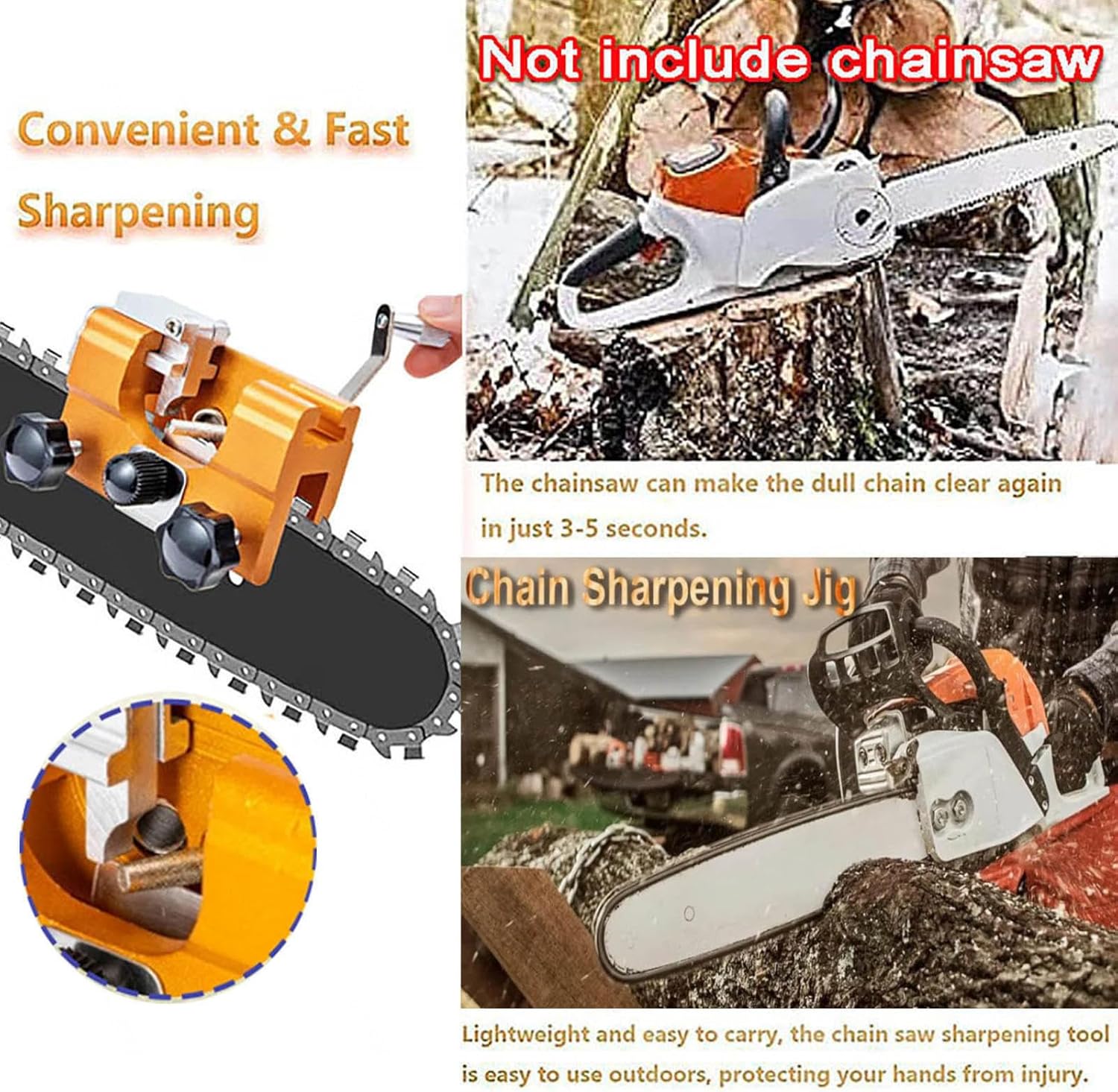 Chain Saw Sharpeners Portable Chainsaw Chain Sharpening Chainsaw Sharpening Jig Hand Crank Portable Quick Sharpening Kits for All Kinds of Chain Saws Shaperener