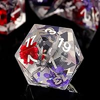 Vista 13 de Haxtec Juego de dados DND azules, dados de resina de borde afilado, copos dorados con estuche de dados D&D, dados para juegos de rol RPG