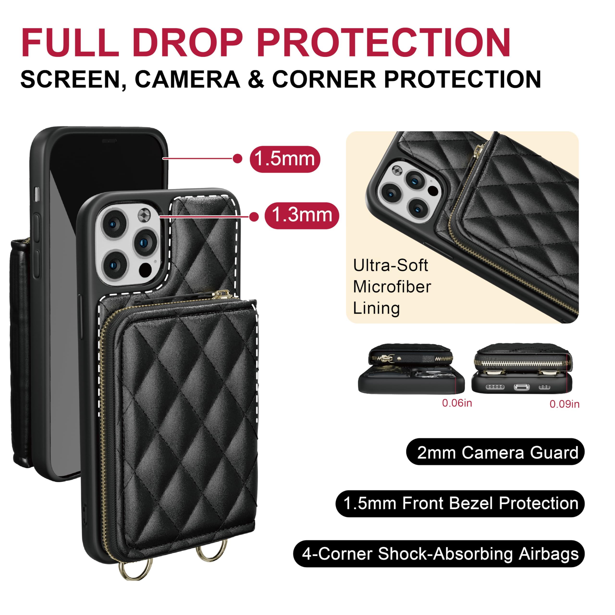 Amazon.com: JUSTRAL Crossbody Wallet Case for iPhone 14 Pro Max
