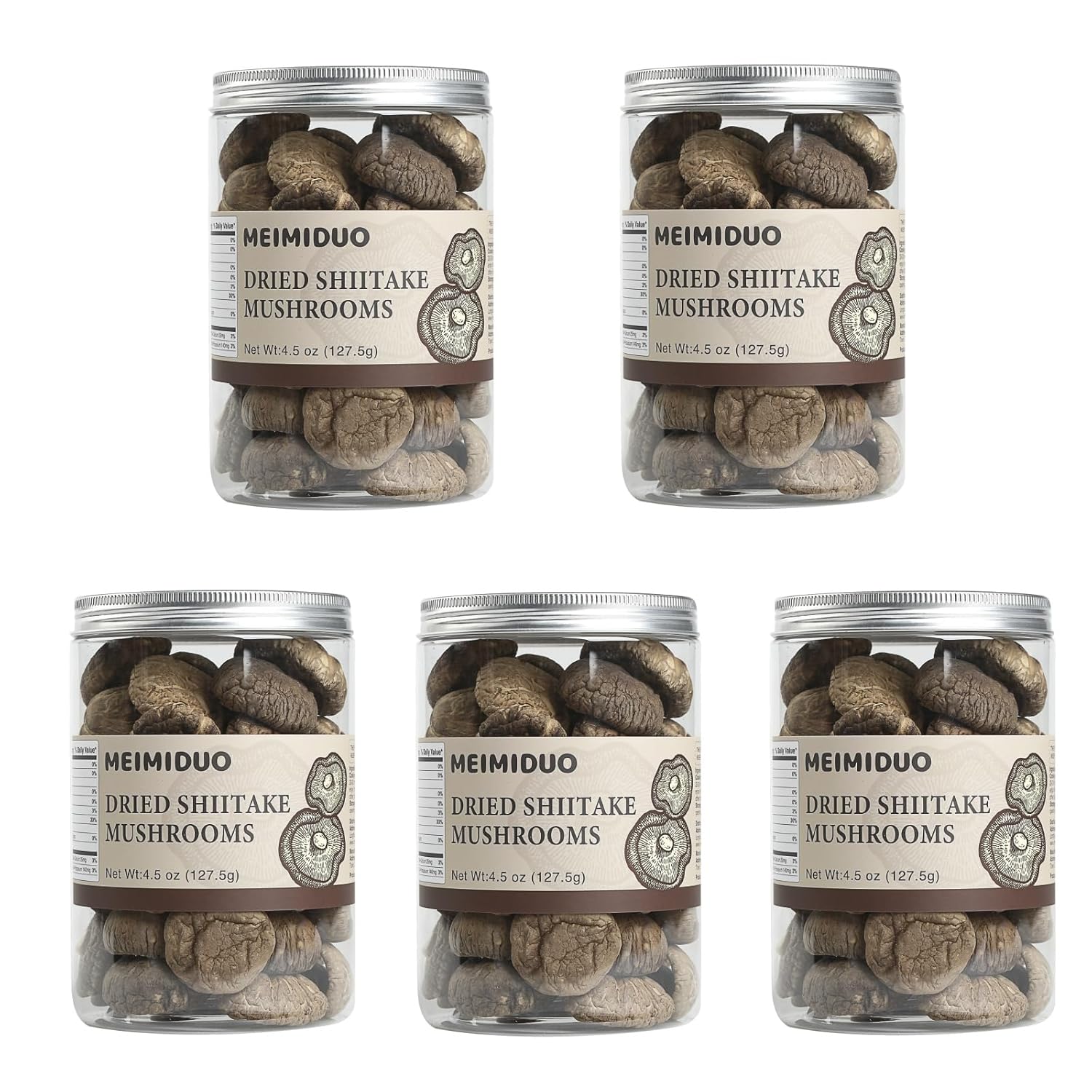 MEIMIDUO 22.5 Oz Dried Shiitake Mushrooms For Cooking, For soups, Sauces, Pasta and Risotto, Rehydrates Quickly, All Natural, Vegan(Pack of 5)