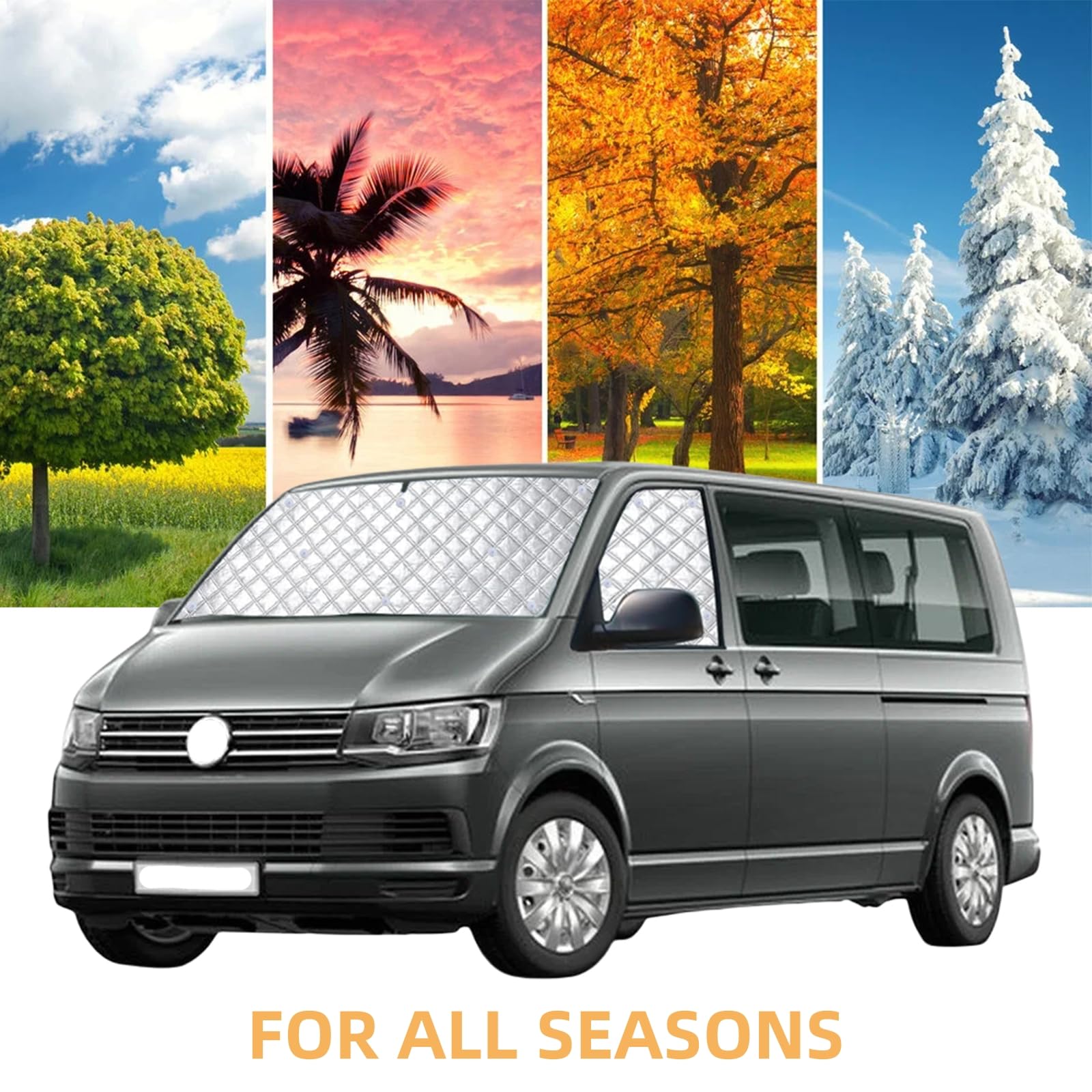 3 sztuki wewnętrznych rolet termicznych do VW T5 T6 (2003-2015) Pokrywa termiczna przedniej szyby samochodu kempingowego, osłona przeciwsłoneczna, ekran, ochrona przed słońcem, utrzymuje