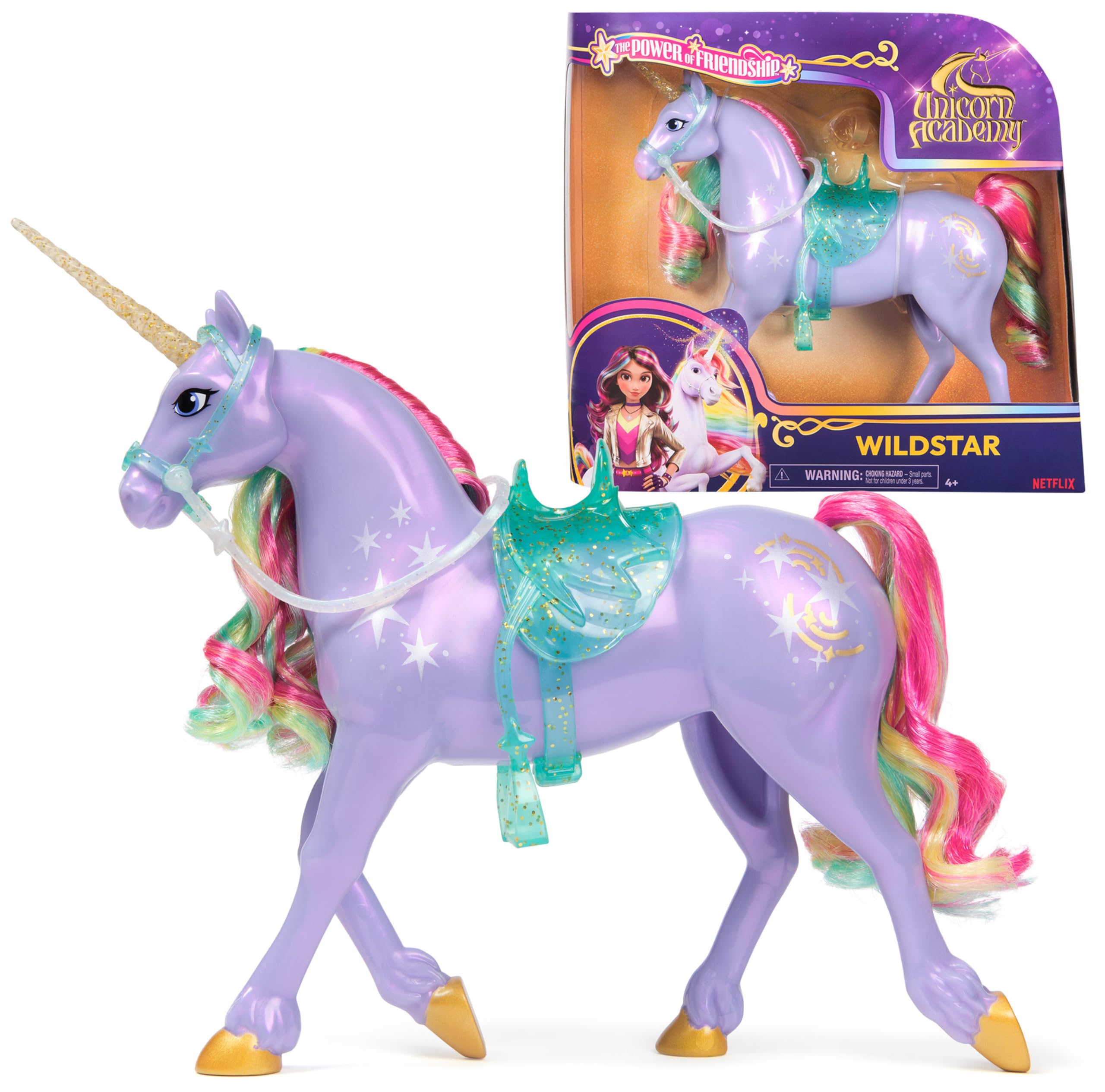 Unicorn Academy, Power of Friendship Wildstar with Translucent Saddle & Bridle, 11”, Dolls & Unicorn Toys for Girls Ages 4 and up