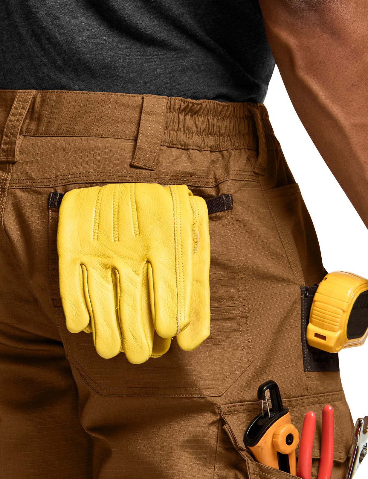 CQR Men's Quick Dry Work Pants, Water Resistant Outdoor Tactical Pants, Lightweight Stretch Cargo Hiking Pants — view 6