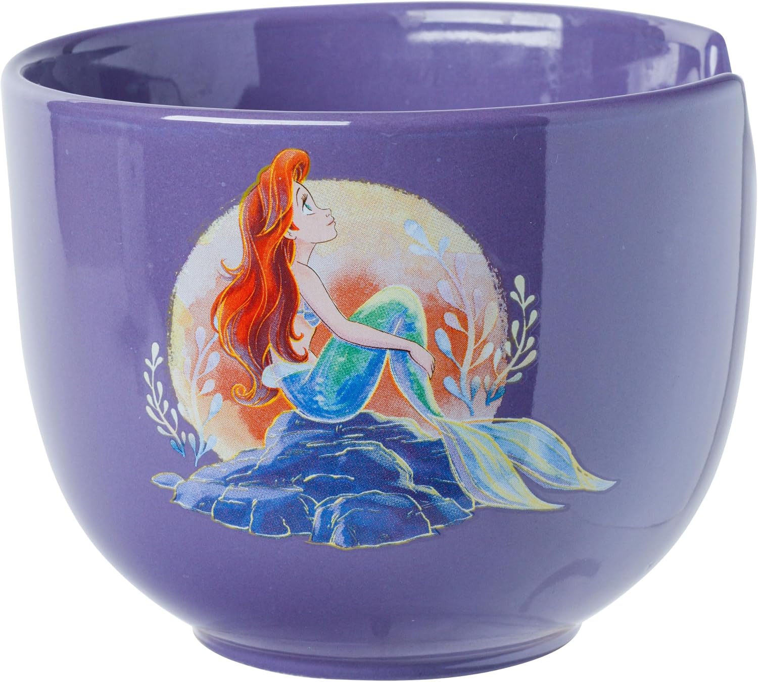 Silver Buffalo Disney Princess The Little Mermaid Boxed Ceramic Ramen Bowl with Chopsticks Featuring Ariel and Flounder, 20 Ounces