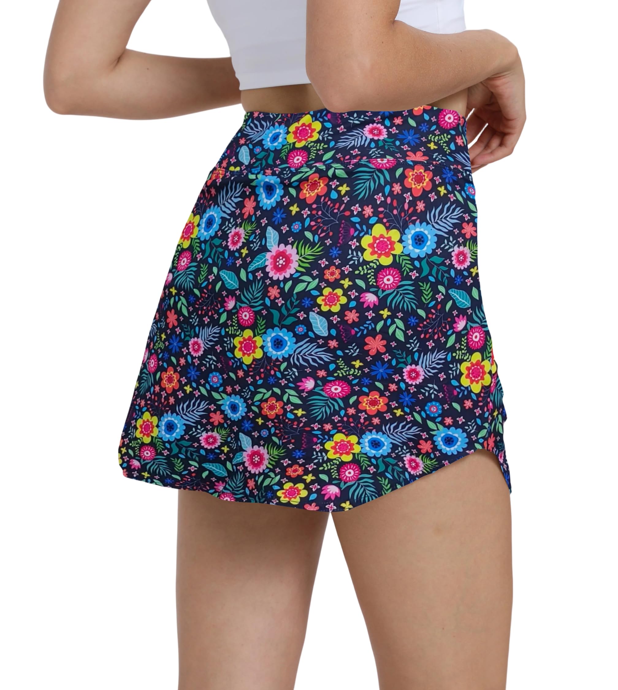 Timuspo Jupe de golf pour femme avec poches zippées - Courte - Taille haute - Jupe de tennis respirante - Jupe de sport - Ourlet arrondi