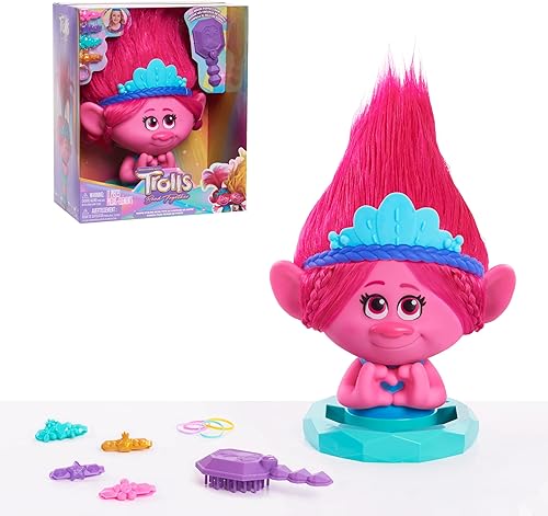 Just Play - Cabeza de estilo de amapola de DreamWorks Trolls Band Together Poppy, 11 piezas, rosa, juguetes para niños a partir de 3 años