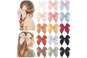 Niceye Bows for Kids: 15-Pack Fable Cotton Linen Hair Clips