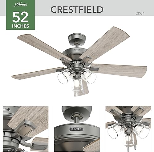 Miniatura 2 de Hunter Fan Company 52534 Crestfield - Ventilador de techo, 052, plateado mate
