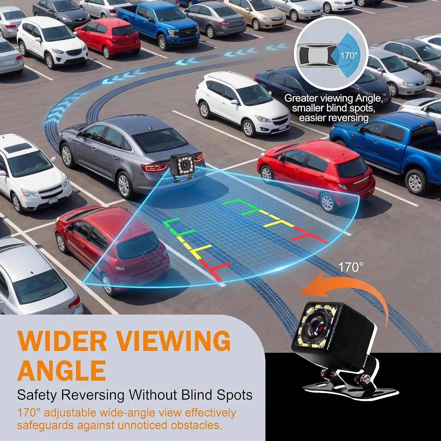 Car Backup Camera, Vehicle Backup Reverse Cameras with 12 LED Night Vision, HD 170° Wide Angle Auto Rear View Camera, Universal for Cars, SUV, Trucks image 5