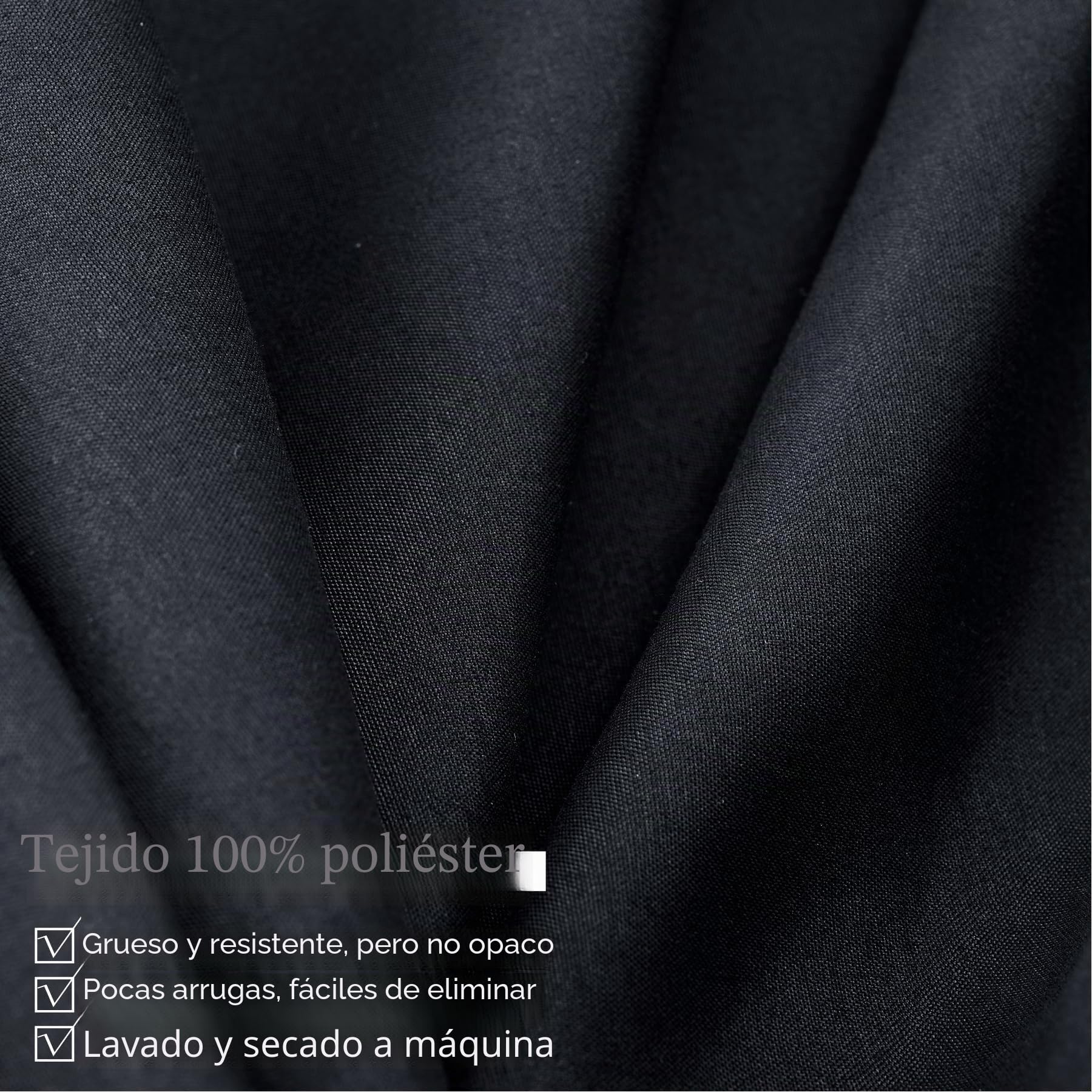 Cortina de fondo negro grueso de 6 m x 3 m para fiestas, 4 paneles de cortinas de fondo de poliéster negro para bodas, cumpleaños, fotografía, fiestas, decoración del hogar