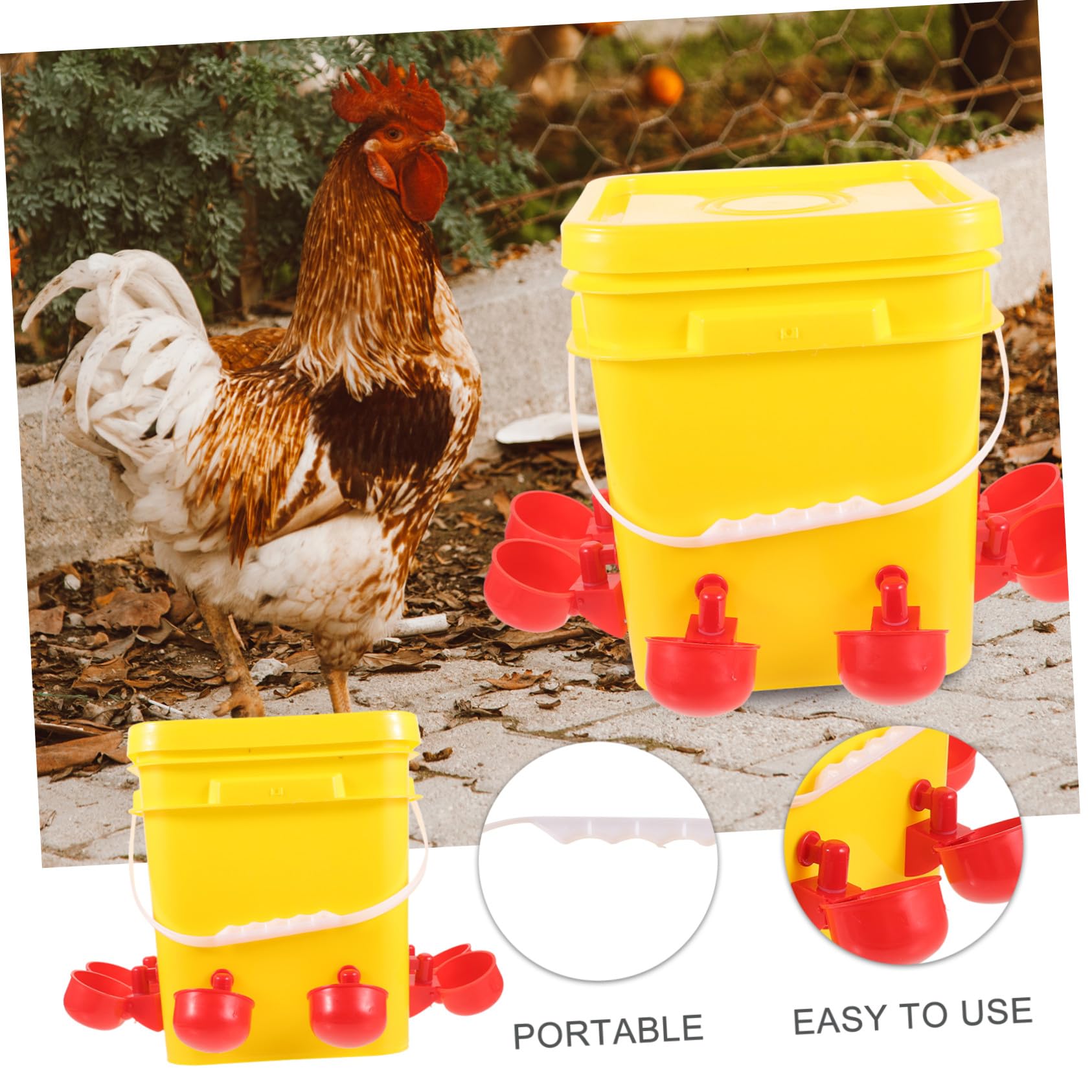 GALPADA Mangiatoia Automatica Scomparti Multipli in PE Giallo 12l per Pollame Facile da Pulire e Riutilizzabile per Alimentazione All'aperto di Galline e Pulcini