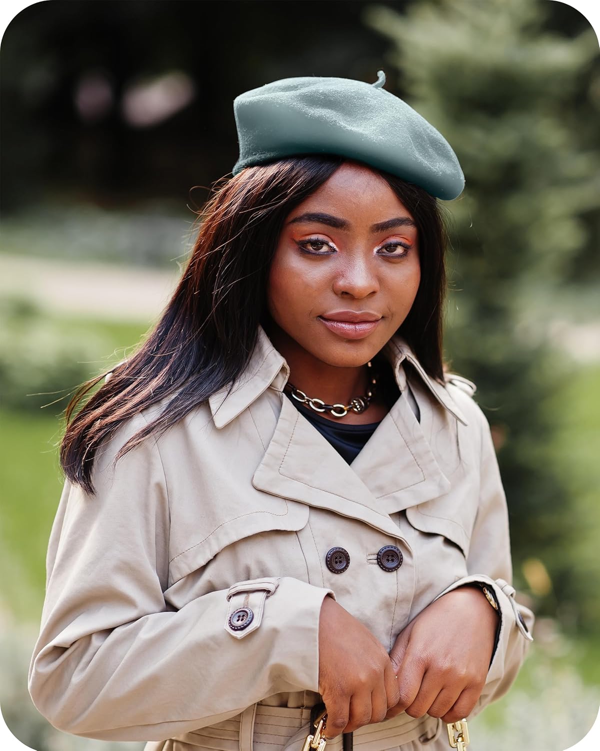 Parquet Solid Color French Beret Wool Material. Classic French, Casual and Chic Lightweight Beanie Cap Hat Blue - Image 6